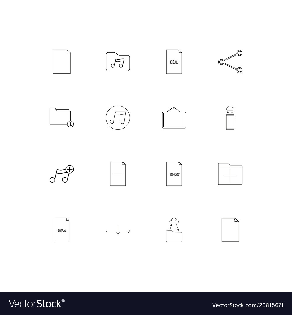 Files and folders sign linear thin icons set
