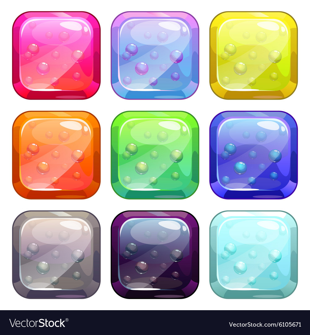 Glossy Button Set with Bubbles