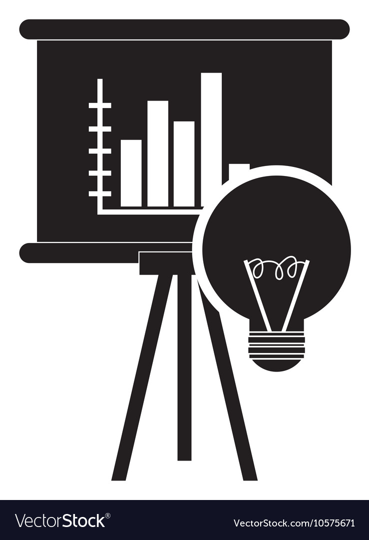 Graph chart and regular lightbulb icon