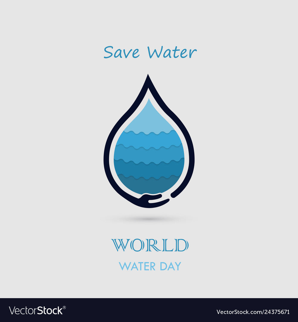 Hand and water drop with waves icon logo