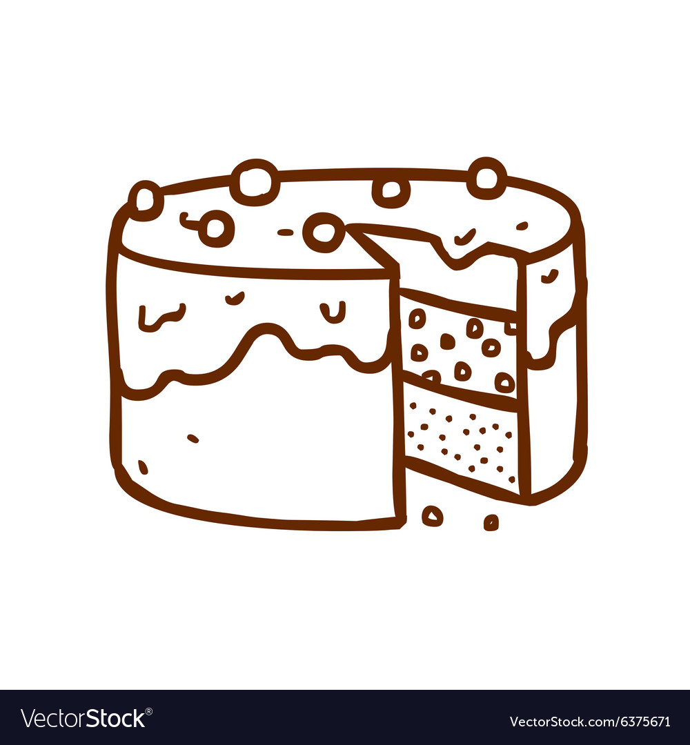 Hand drawn cake Royalty Free Vector Image - VectorStock