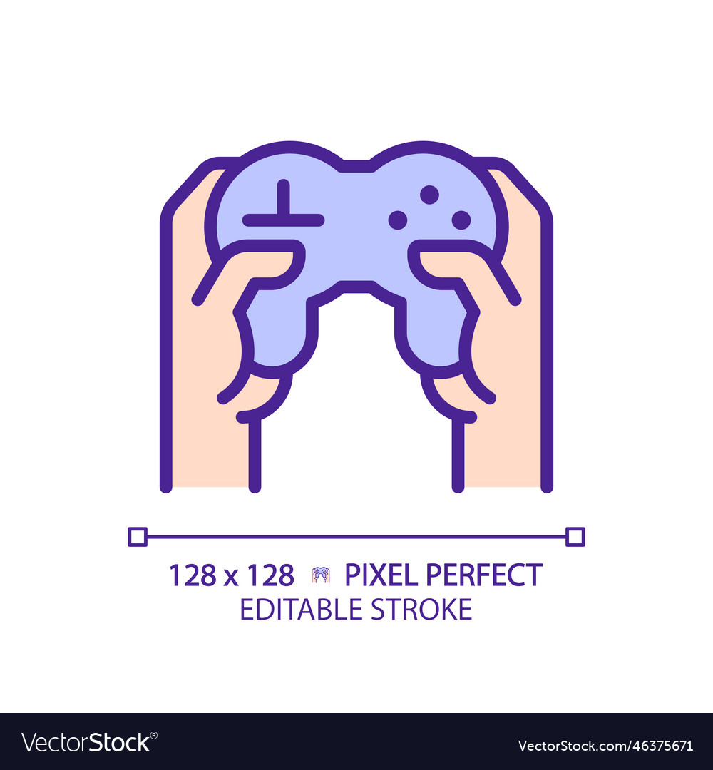 Hands with controller pixel perfect rgb color icon vector image Hands with controller pixel perfect rgb color icon