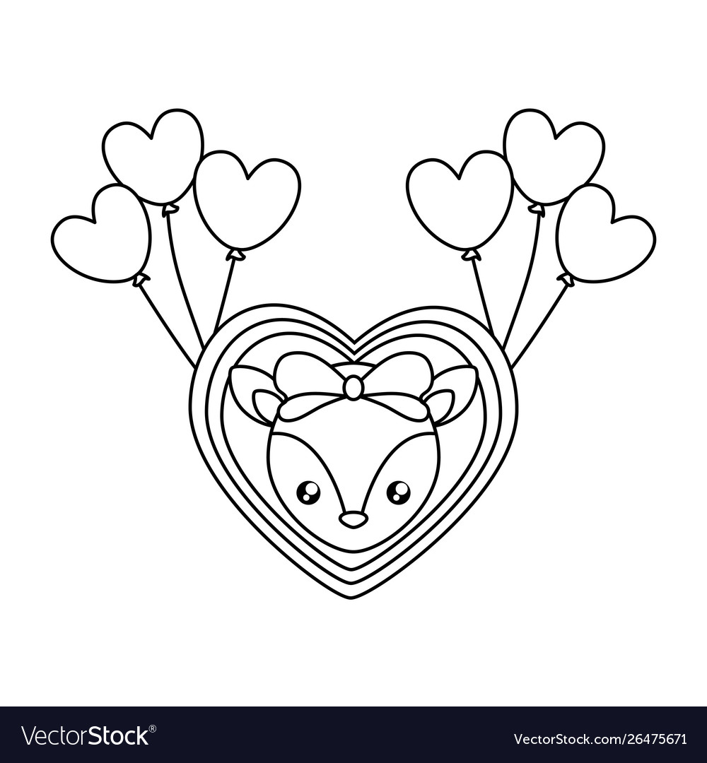 Head cute little reindeer baby in heart