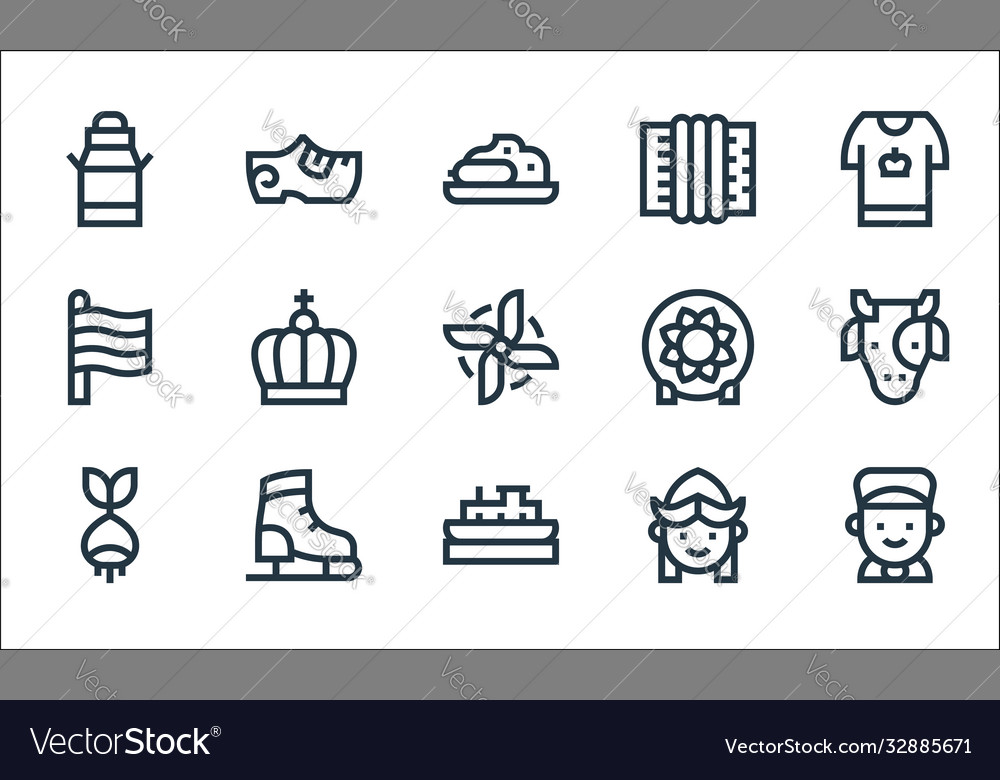 Holland line icons linear set quality