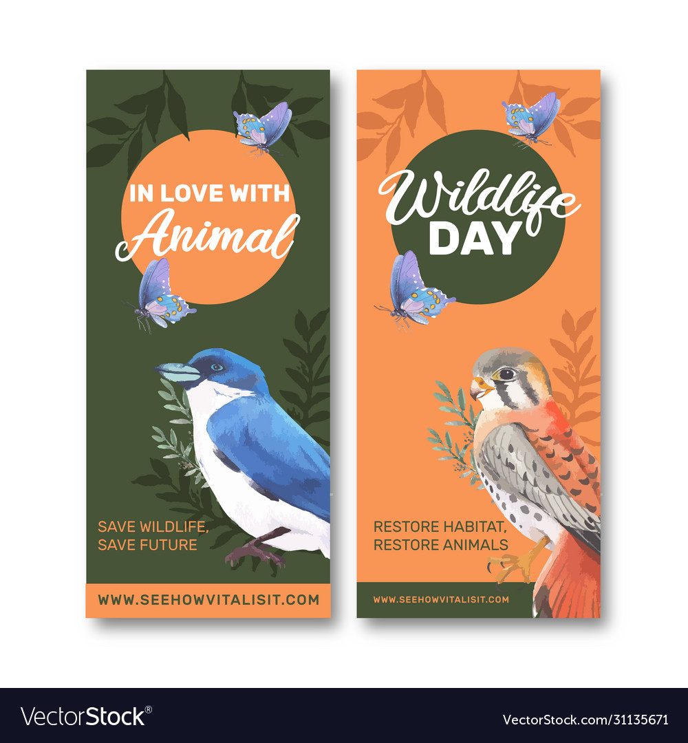 Insect and bird flyer design with finch leaves Vector Image Insect and bird flyer design with finch leaves Vector Image