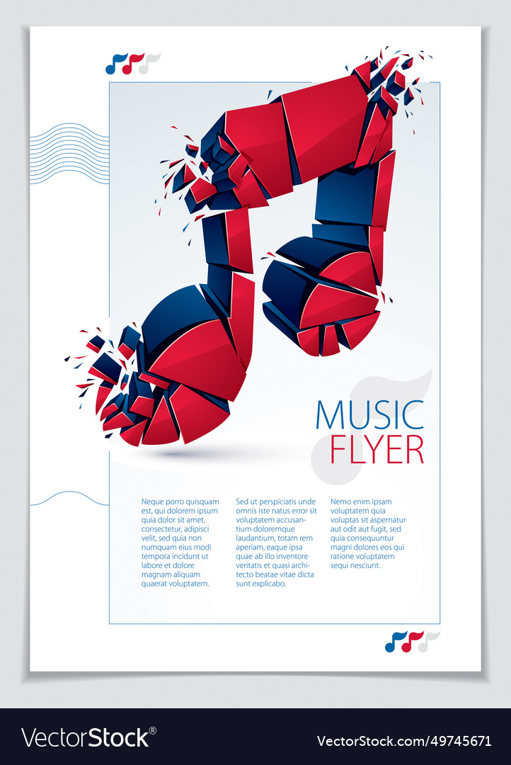 Musical note breaking to pieces and exploding 3d
