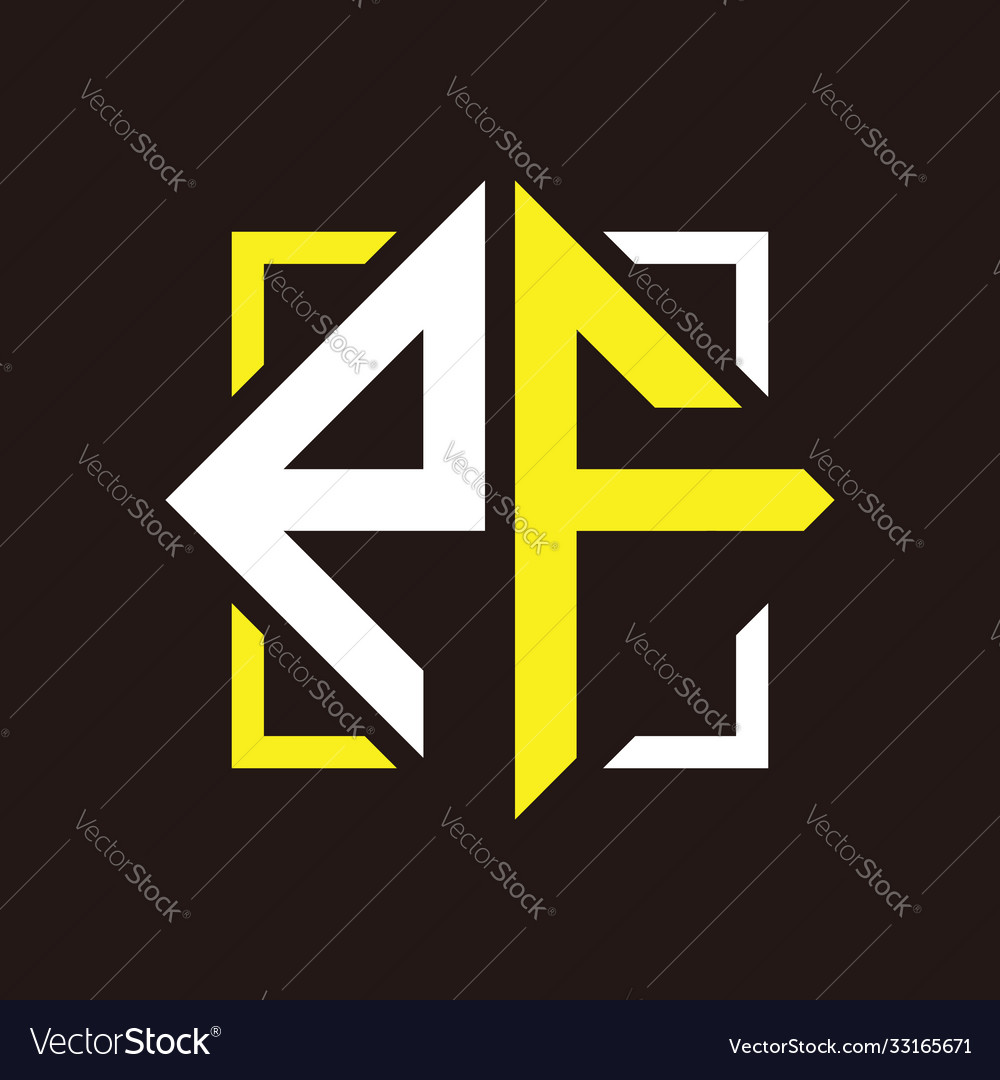 P f initials quadrangle monogram with square Vector Image P f initials quadrangle monogram with square
