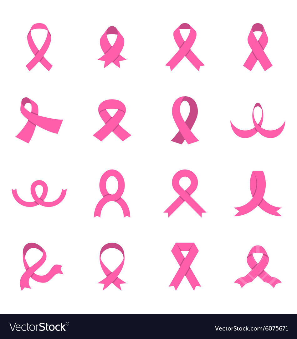 Pink ribbon icons Royalty Free Vector Image - VectorStock