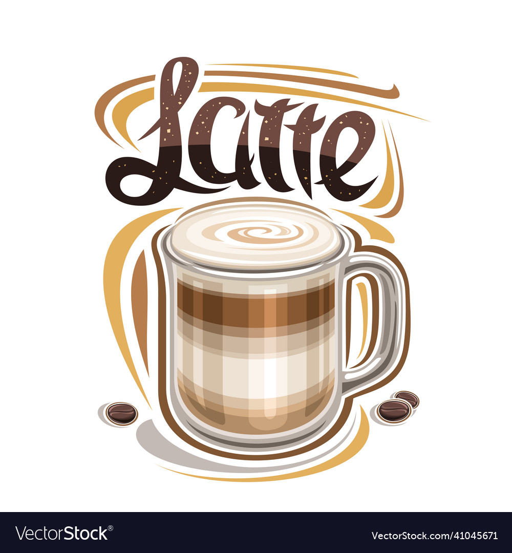Poster for latte coffee Royalty Free Vector Image