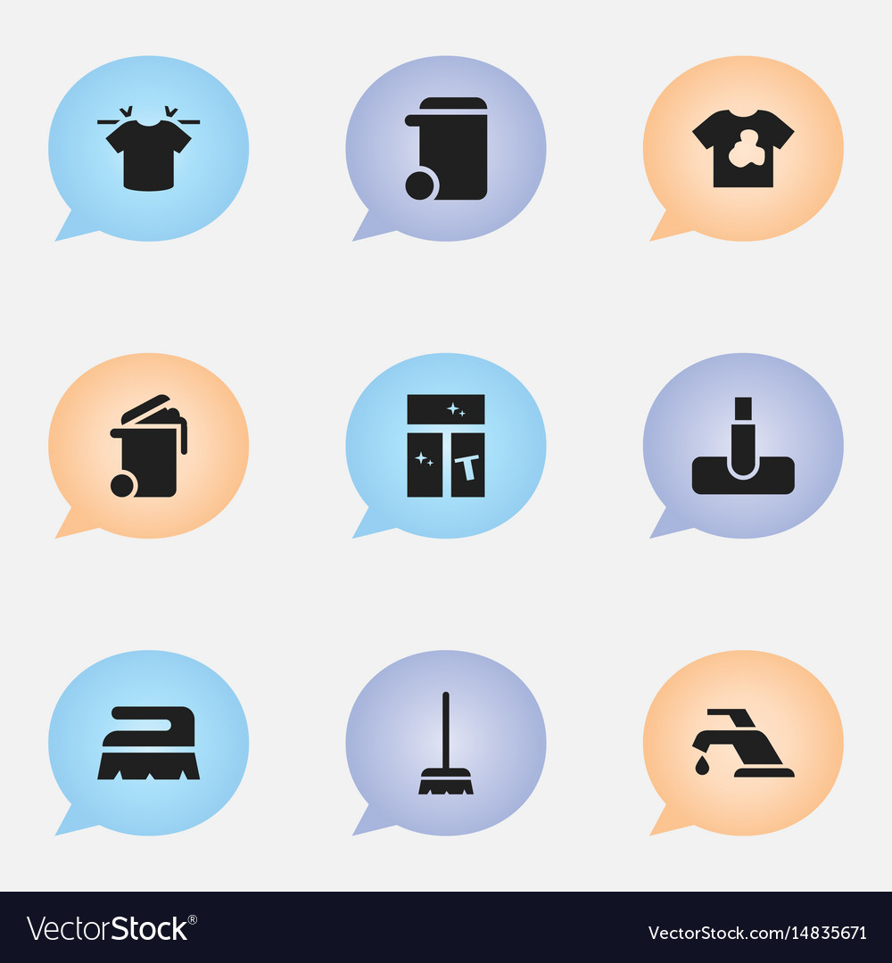 Set of 9 editable cleanup icons includes symbols