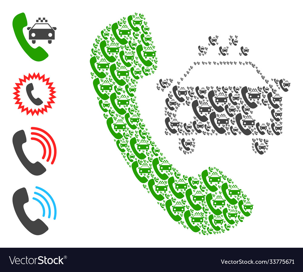 Taxi phone recursion composition self icons vector image Taxi phone recursion composition self icons