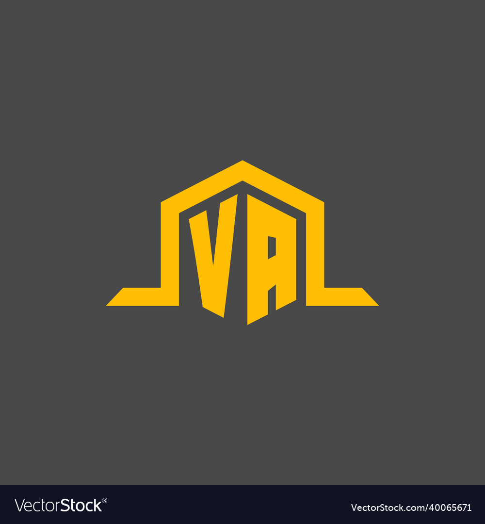 Va monogram initial logo with hexagon style design