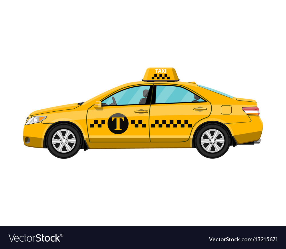 Yellow taxi car isolated on white