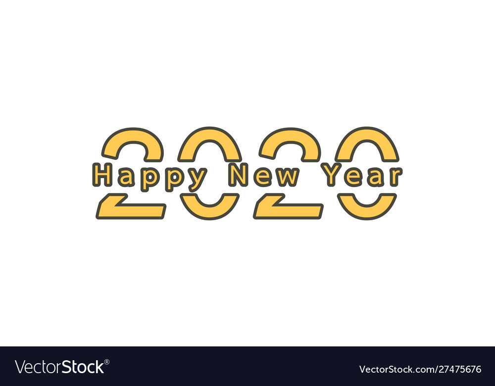 2020 number with happy new year word vector image 2020 number with happy new year word