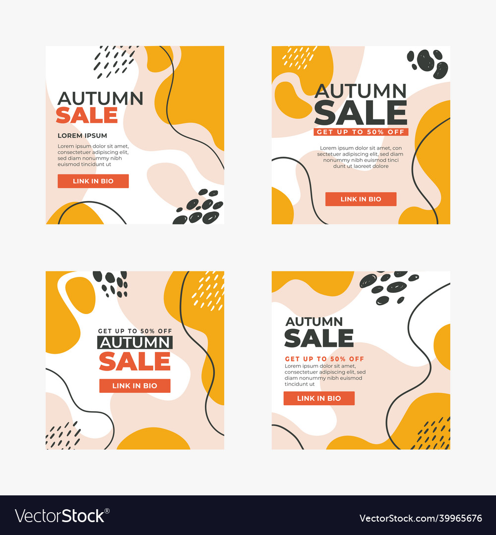 Autumn sale banner set discount promotion