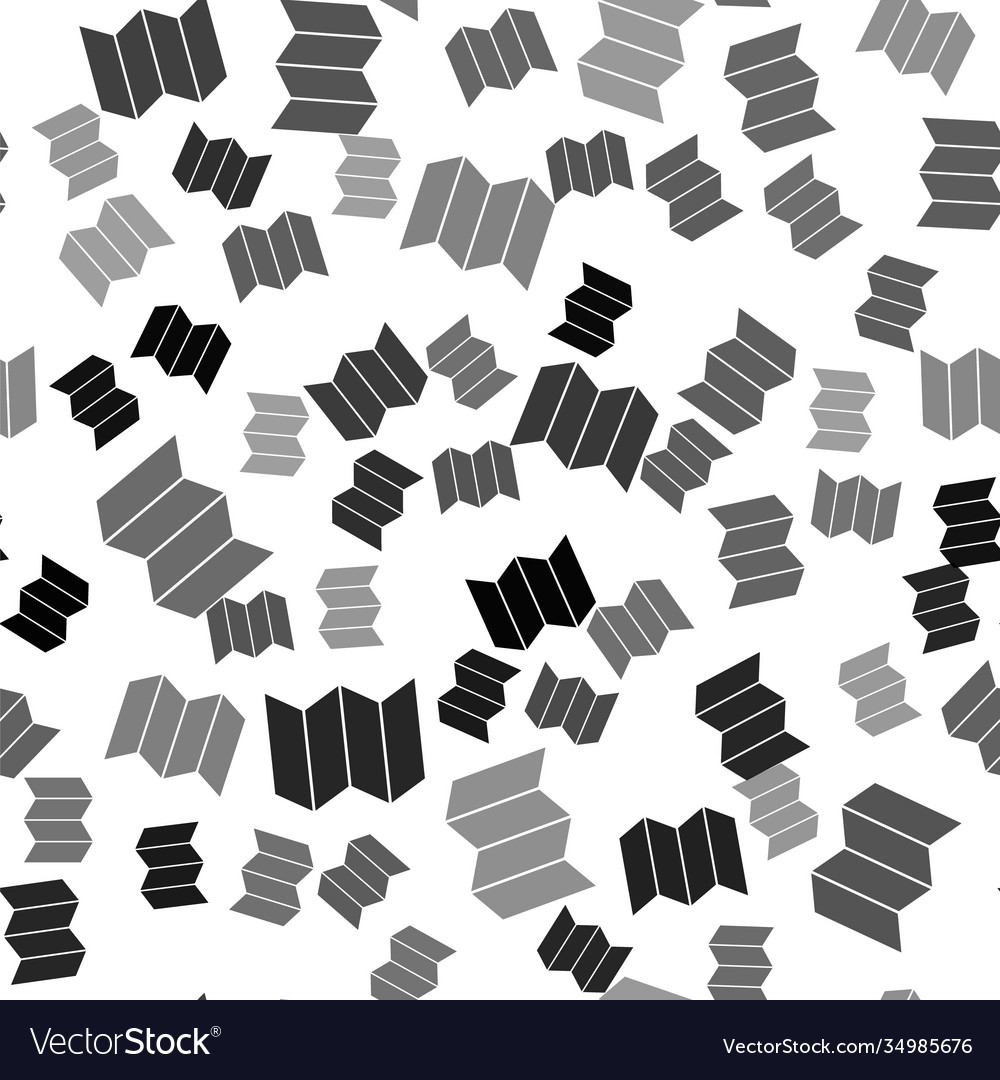 Black folded map icon isolated seamless pattern vector image Black folded map icon isolated seamless pattern