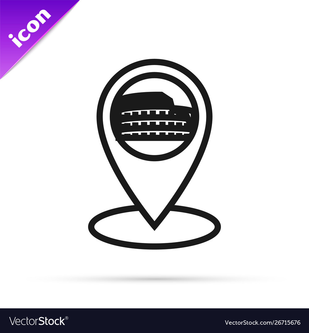 Black line map pointer with coliseum in rome vector image Black line map pointer with coliseum in rome