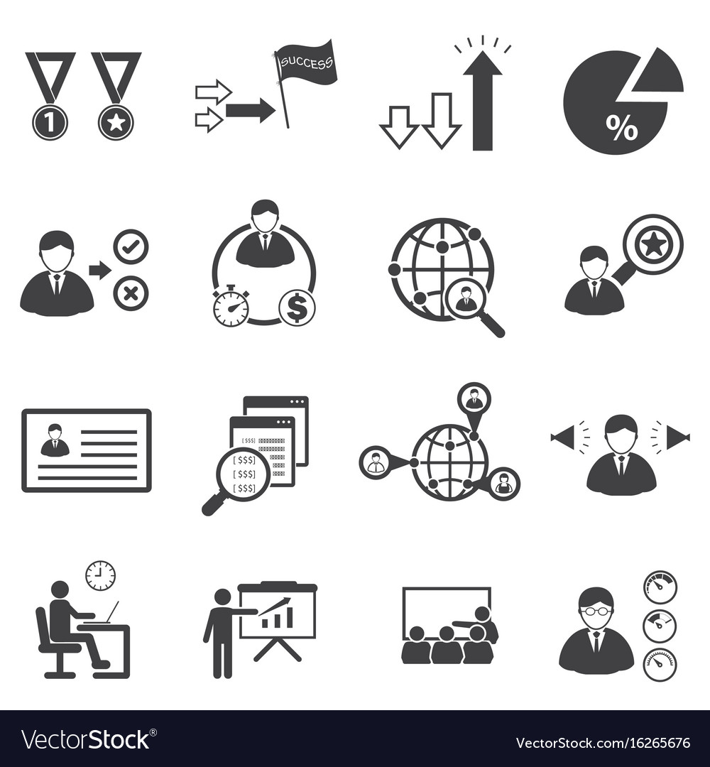 Business team management icons set