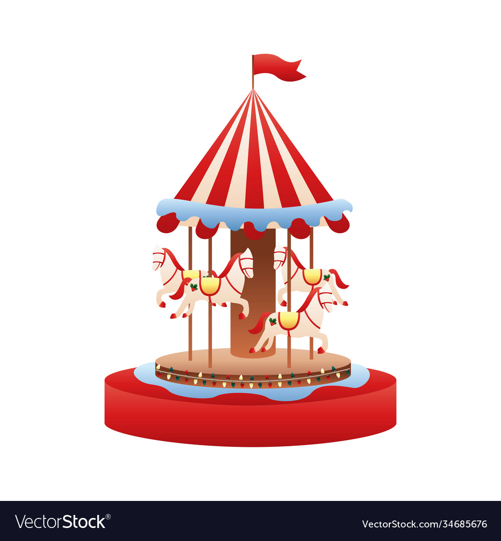 Cute carousel christmas toy icon Royalty Free Vector Image