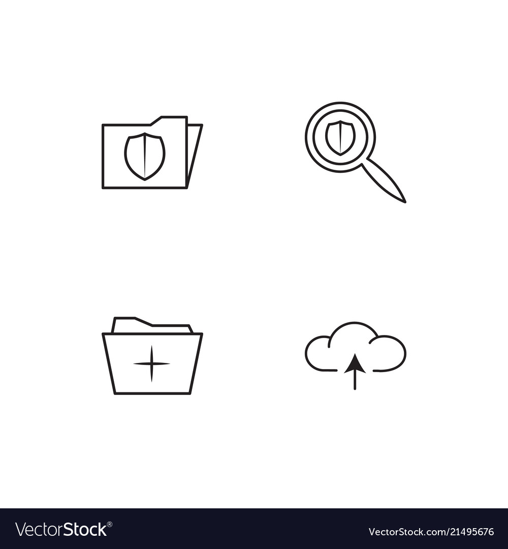 Cyber security linear icons set simple outline