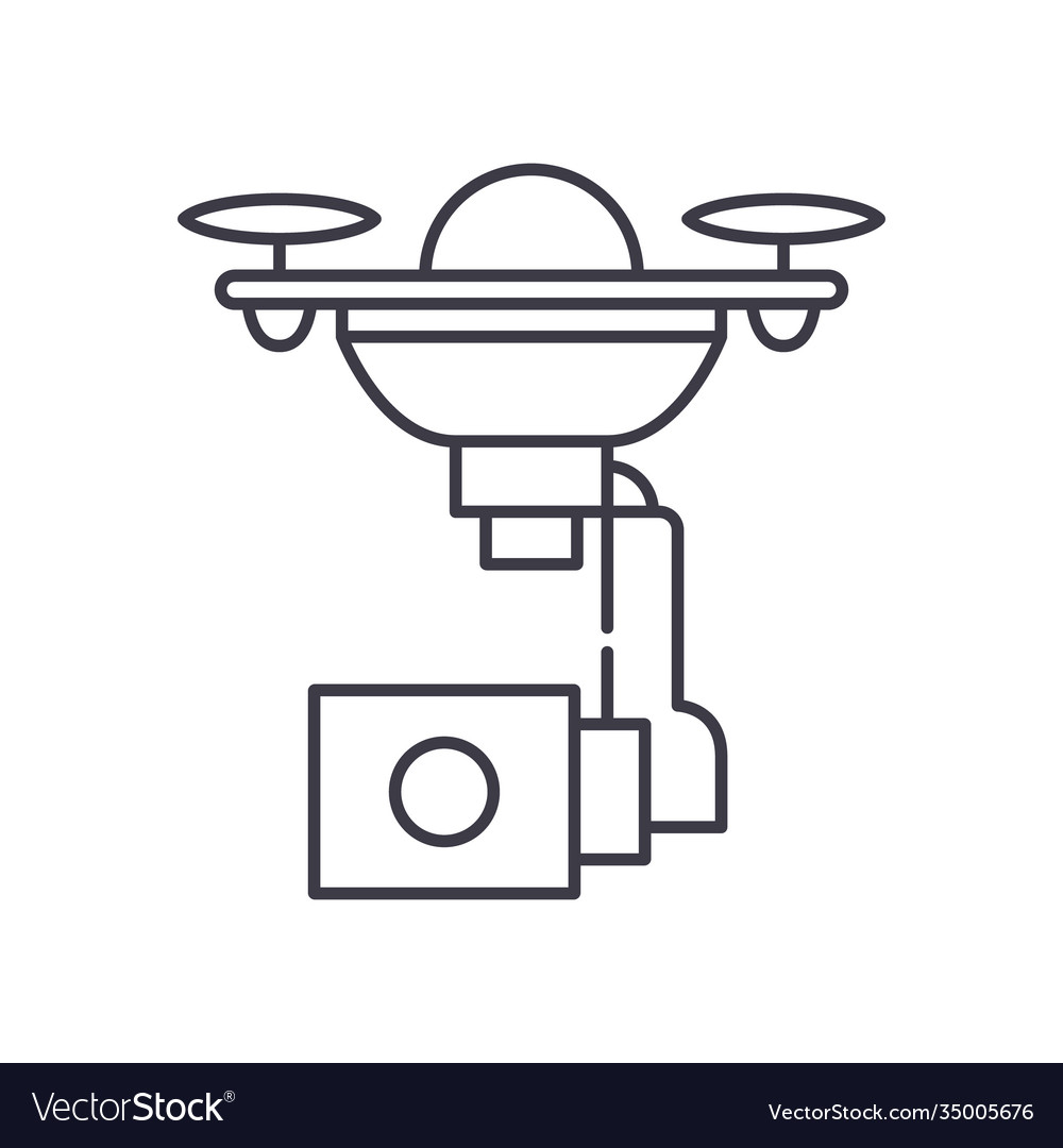 Drone camera icon linear isolated