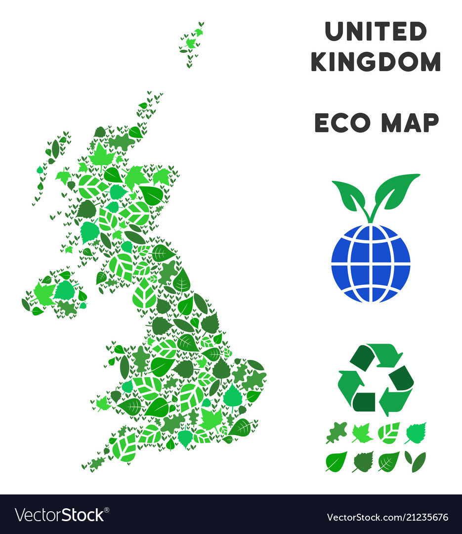 Eco green mosaic united kingdom map vector image Eco green mosaic united kingdom map