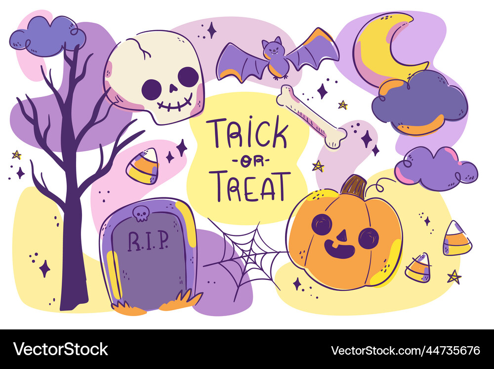 Flat design halloween background Royalty Free Vector Image