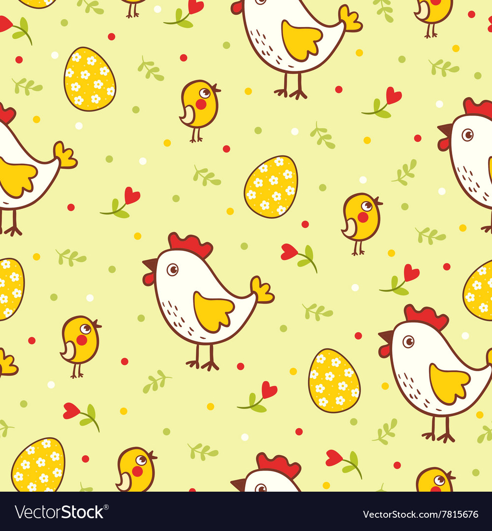 Happy easter pattern with chicks and eggs Vector Image