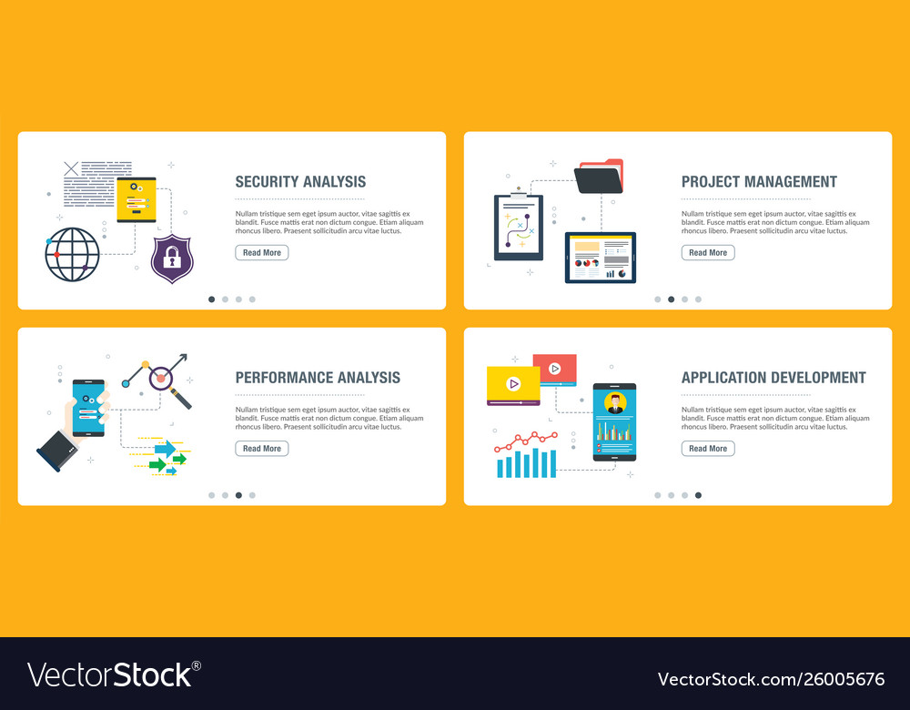 Internet banner set security project vector image Internet banner set security project