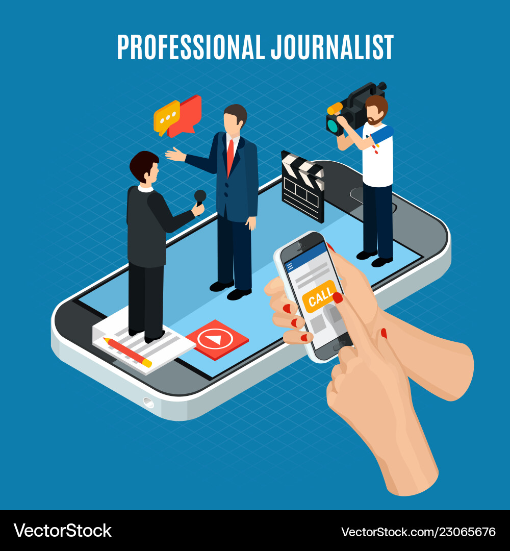 Isometric interview online composition Royalty Free Vector