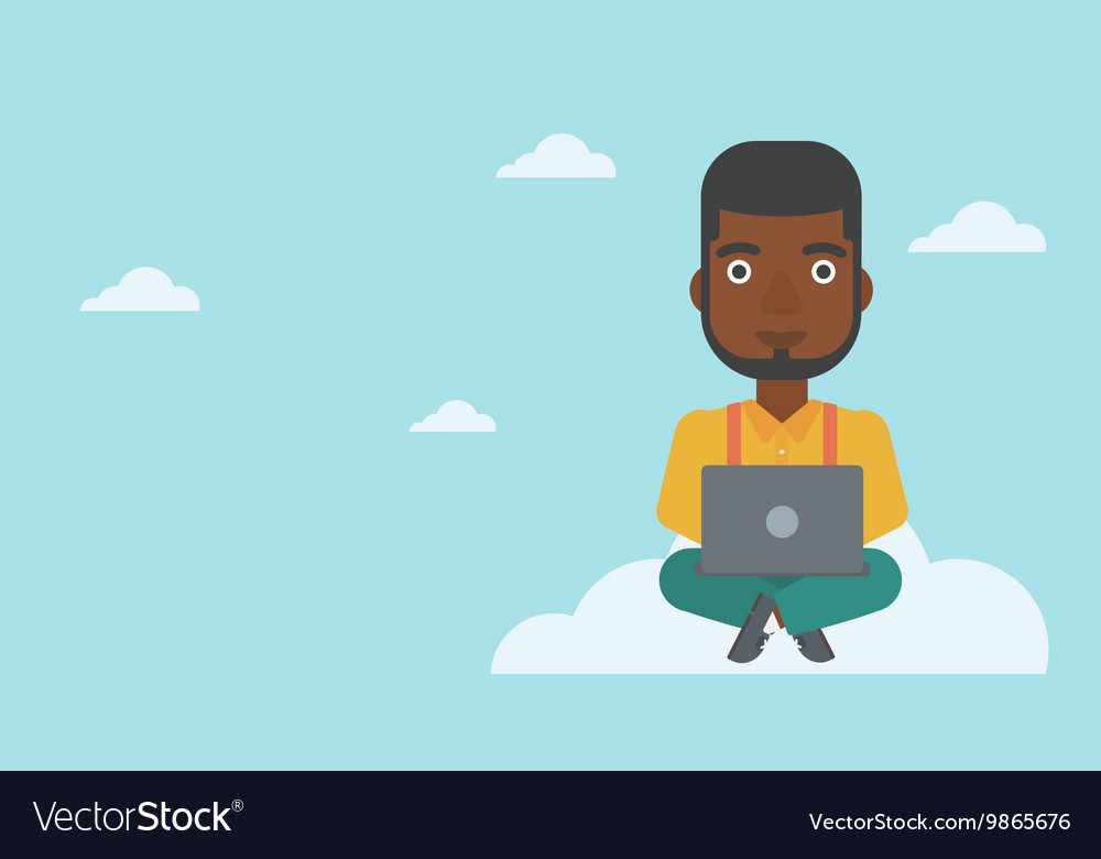 Man using cloud computing technology