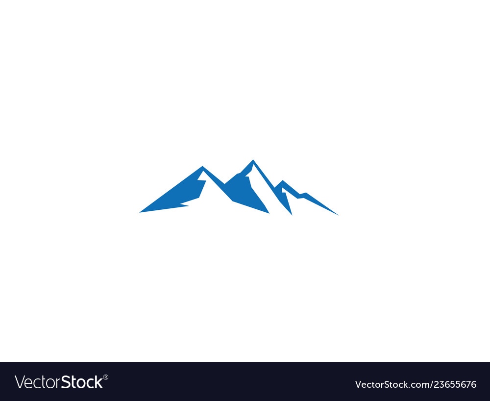 Mountains with snow and ice logo blue Royalty Free Vector