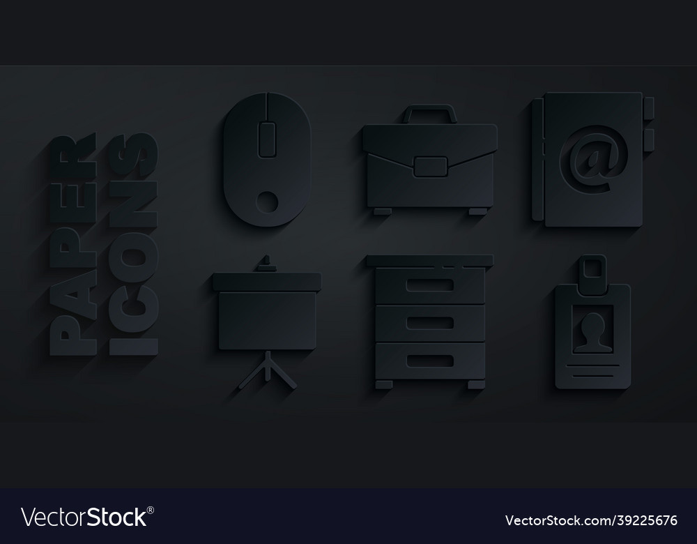 Set drawer with documents address book Royalty Free Vector