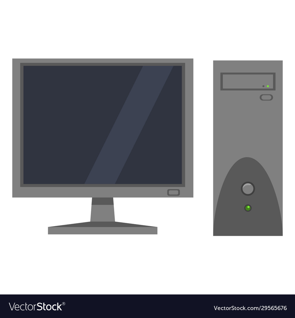 Single color flat icon - monitor and system unit