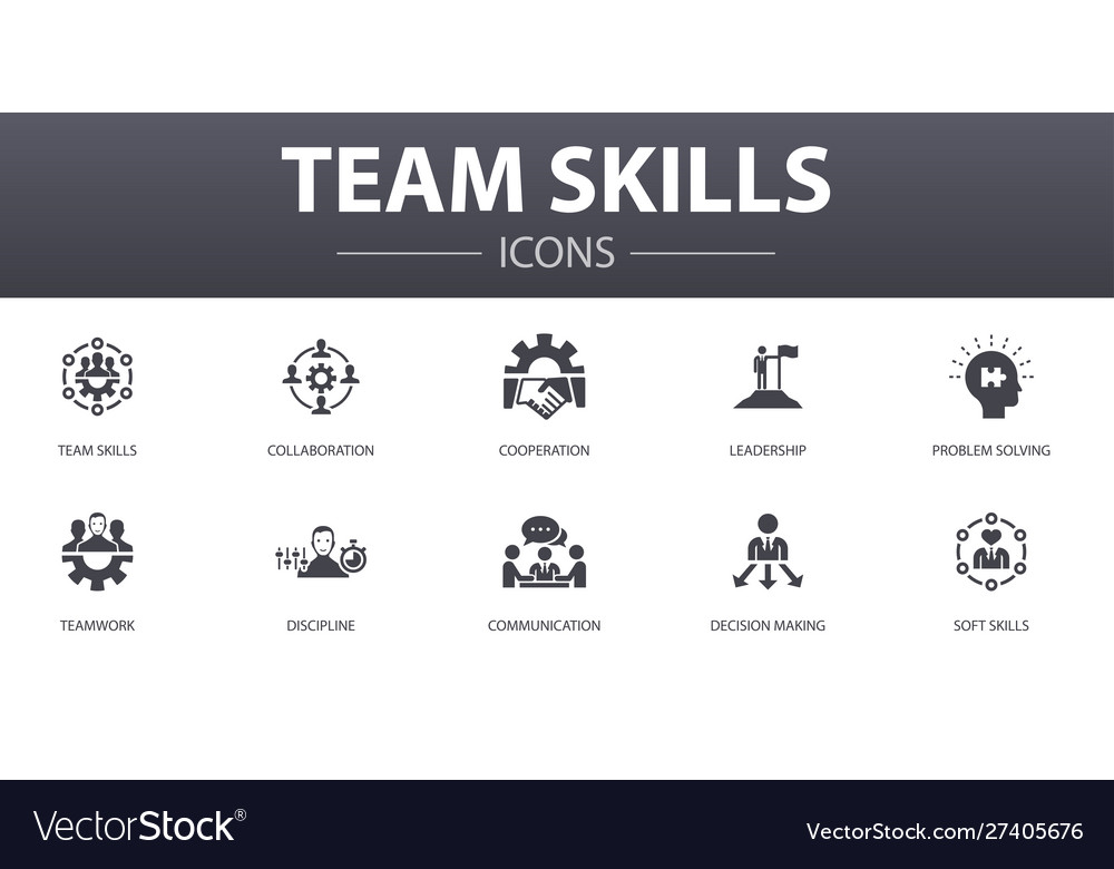 Team skills simple concept icons set contains