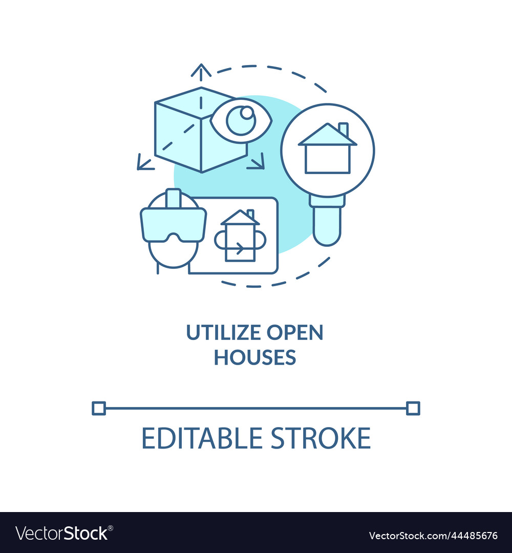 Utilize open houses turquoise concept icon