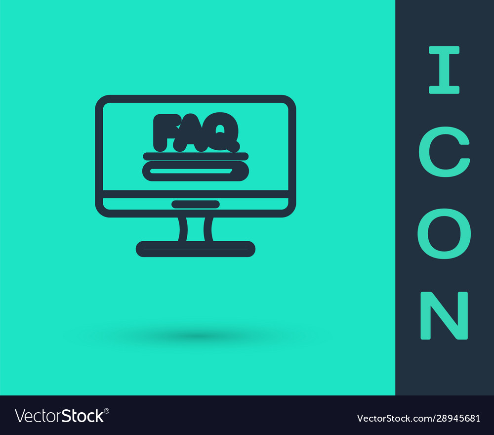Black line computer monitor with text faq vector image Black line computer monitor with text faq