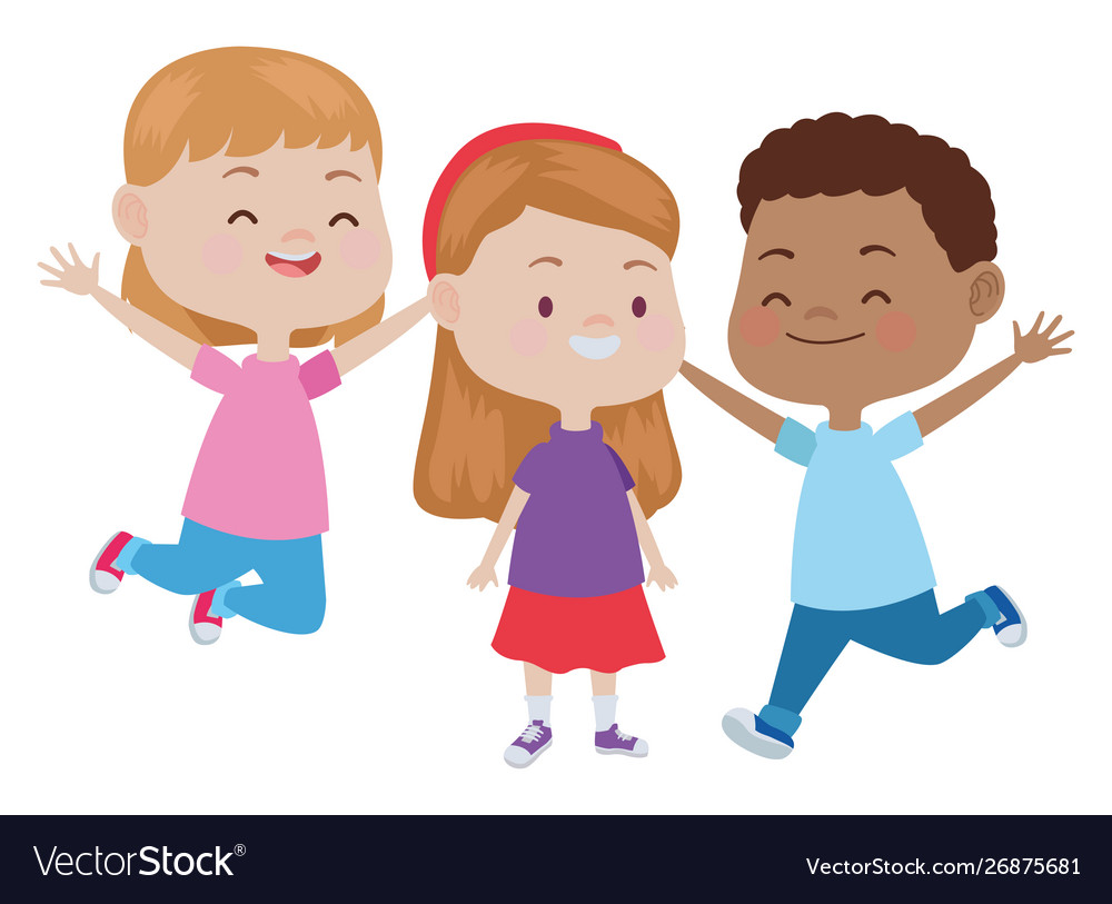 Cute happy kids having fun Royalty Free Vector Image