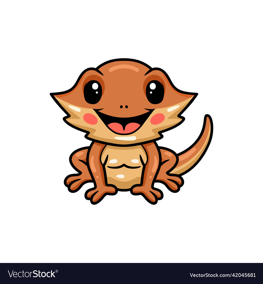 Cute little bearded dragon cartoon sitting vector image Cute little bearded dragon cartoon sitting