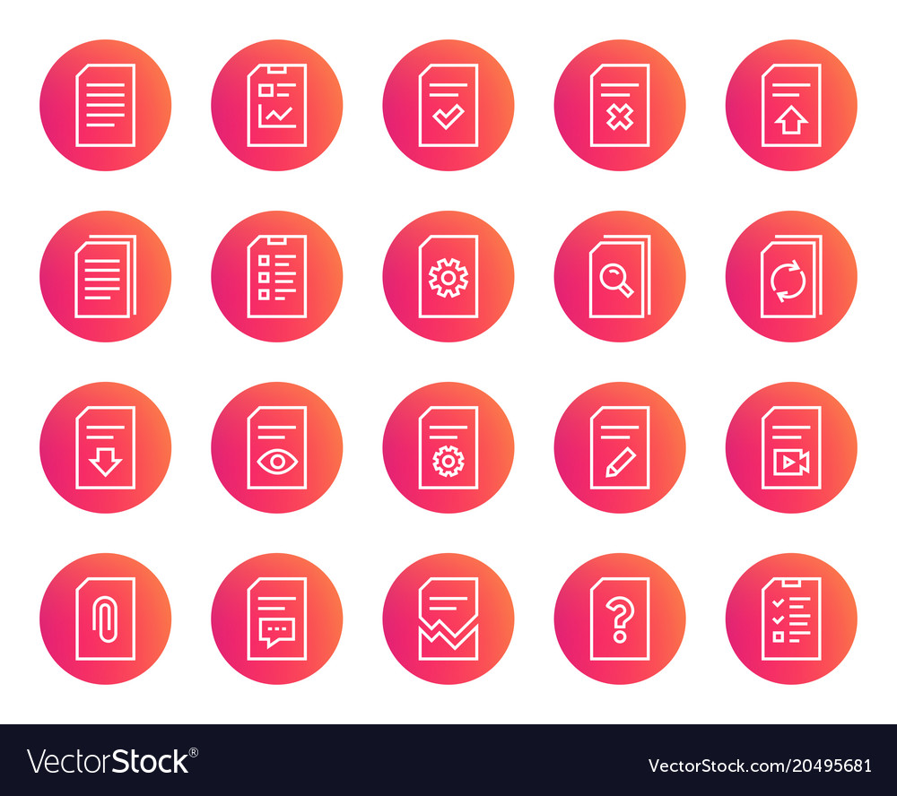 Document line icons report checklist and copy