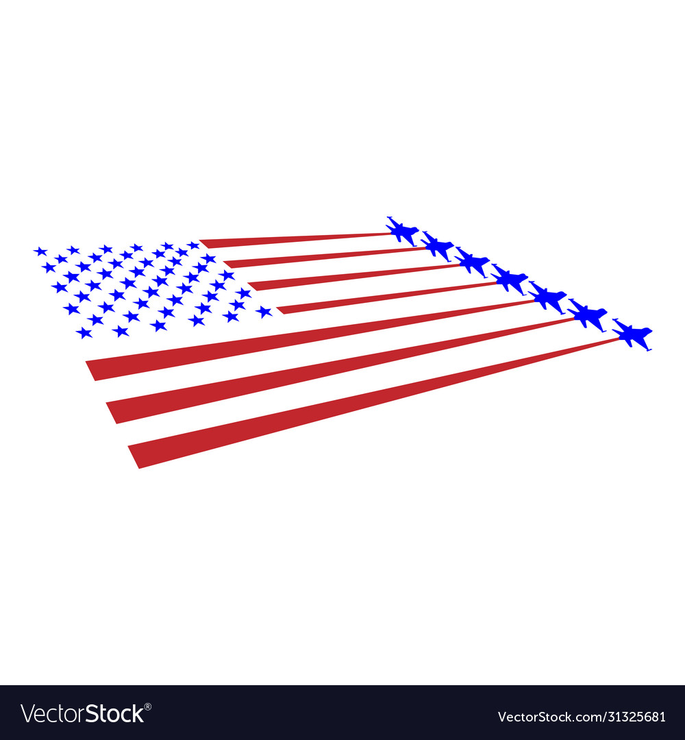 Flagge usa und Militärflugzeuge nehmen von