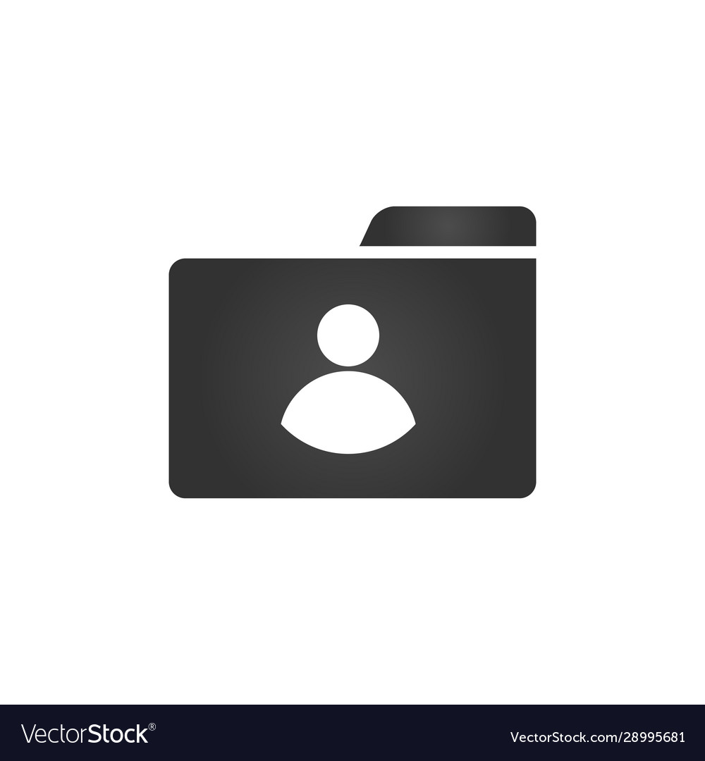 Folder icon with user in trendy flat style