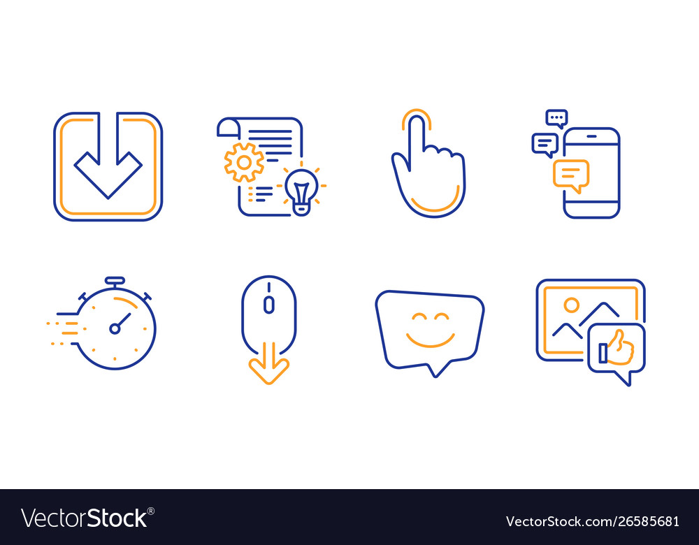 Scroll down communication and timer icons set vector image Scroll down communication and timer icons set