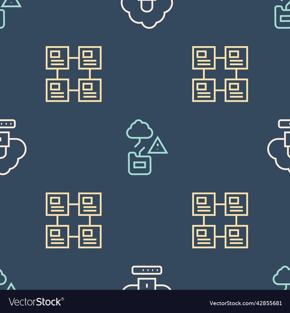 Set line cloud computing lock hierarchy vector image Set line cloud computing lock hierarchy