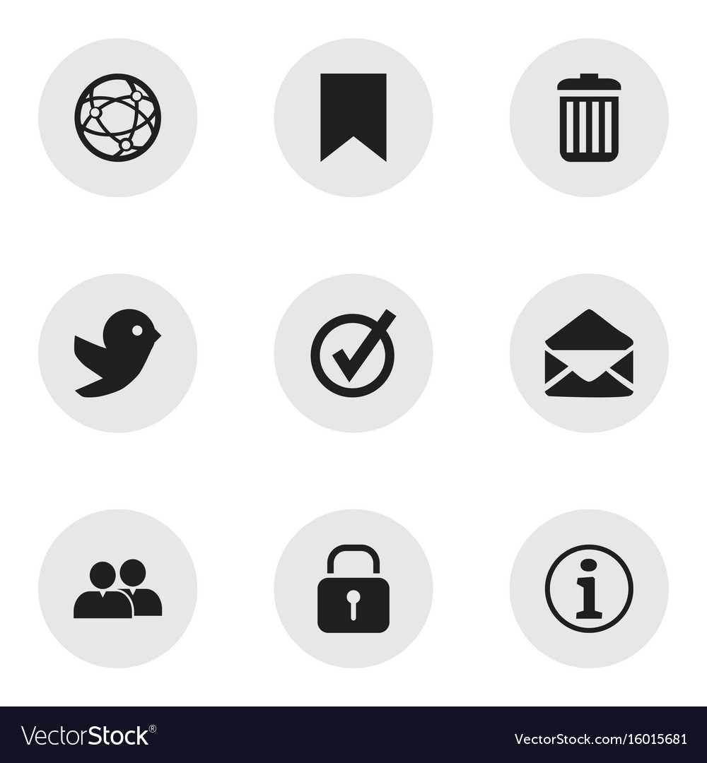 Set of 9 editable web icons includes symbols