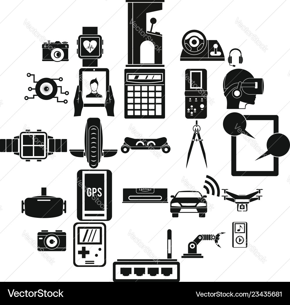 Setting icons set simple style Royalty Free Vector Image