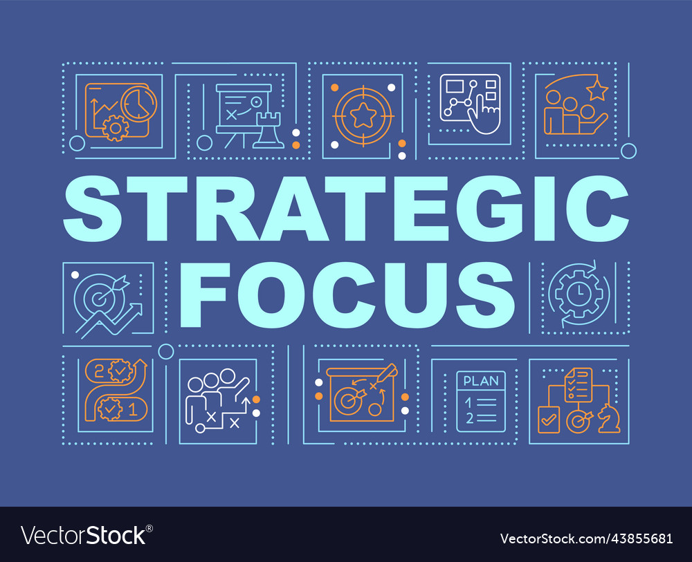 Strategic focus word concepts dark blue banner