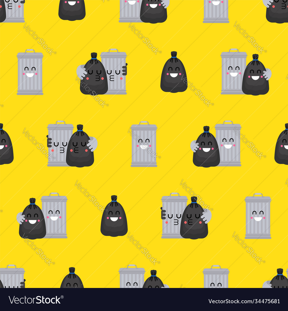 Trashcan and garbage bag pattern seamless trash vector image Trashcan and garbage bag pattern seamless trash