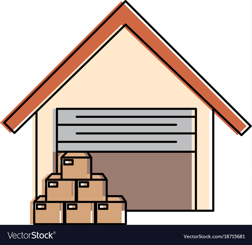 Warehouse building with boxes