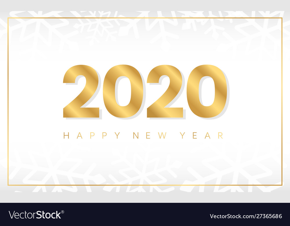 2020 Happy New Year Banner Luxury Gold Numbers Vector Image